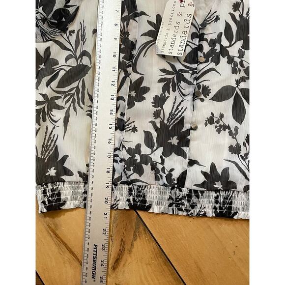 NWT Standards & Practices Floral Blouse - White/Black - 2X - Picture 7 of 8